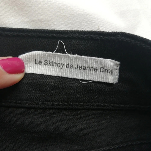 Frame Le Skinny De Jeanne Ankle Crop Jeans in Lord Noir Black Distressed 27 (4) - Picture 10 of 13